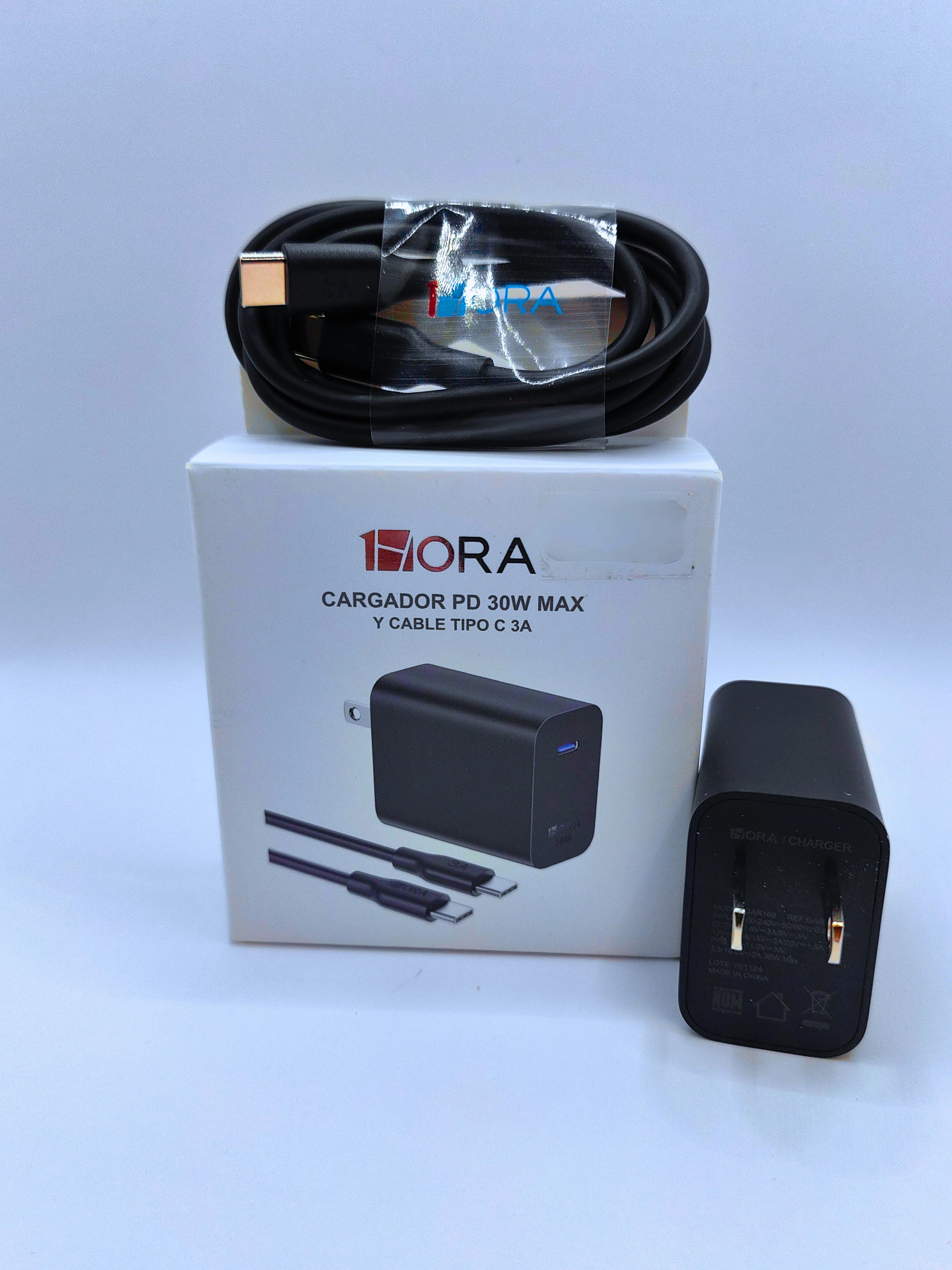 Gar165 - Cargador Pd 30w Max Y Cable Tipo  C  3a Negro